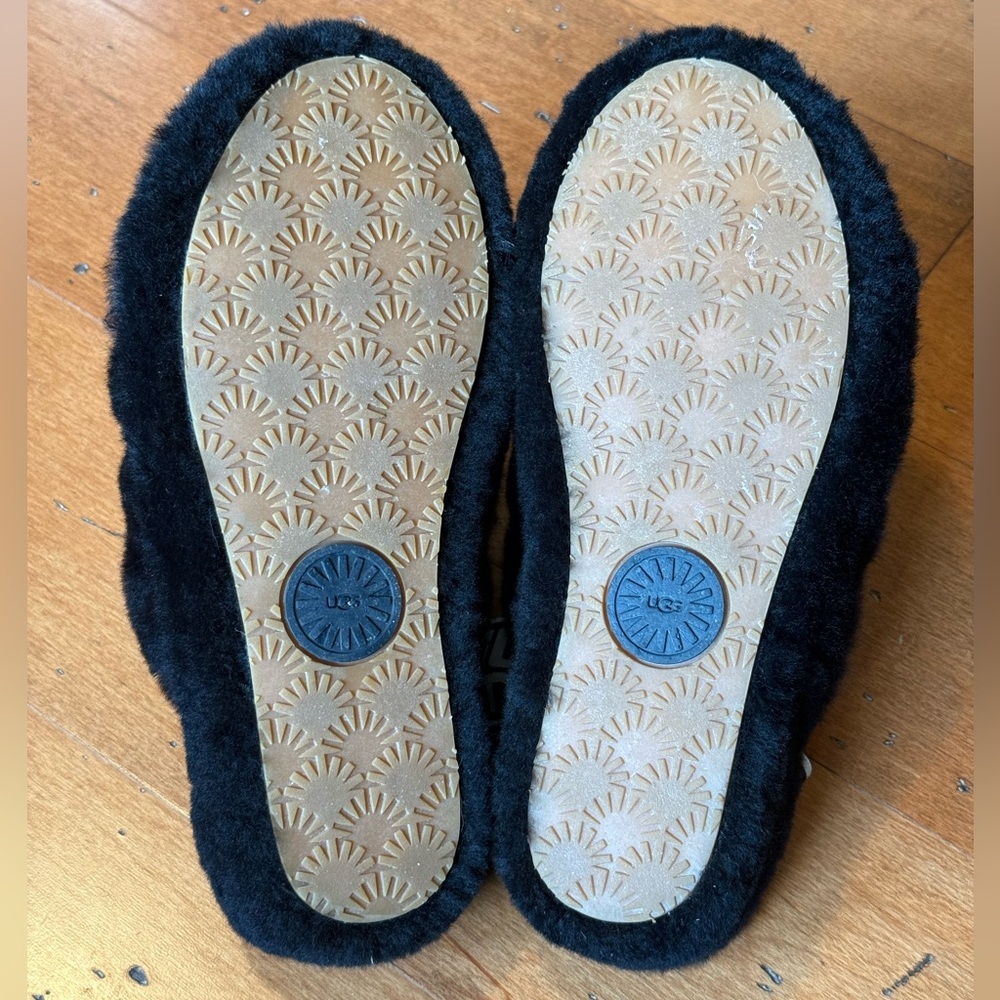 UGG Womens Fluff Yeah Slides Black Size 7 - Picture 4 of 6
